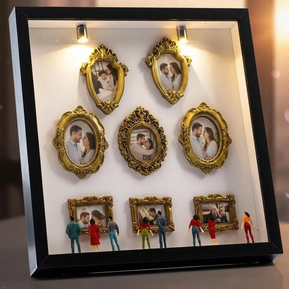 Mini Museum Frame Shadow Box Frame Kit Diy Mini Museum Silhouette Box Kit with Light Custom Photo Memory Display for Anniversary