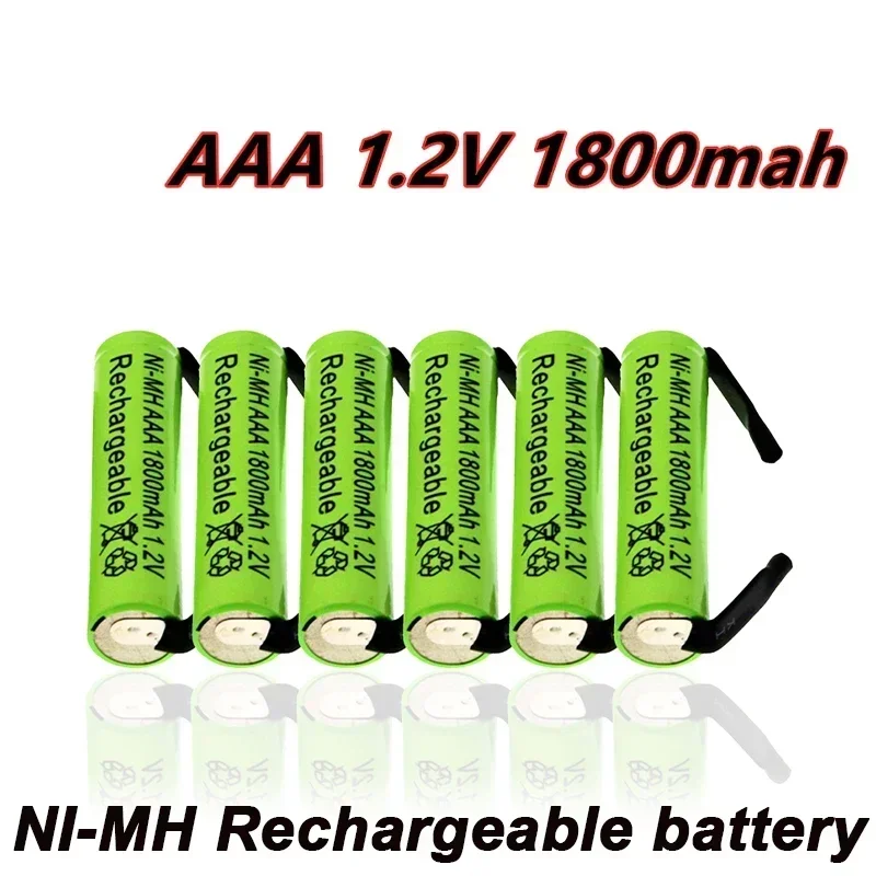 New 1.2V AAA rechargeable Ni-Mh battery, 1800mah, with solder pads, suitable for electric shavers, toothbrushes, Free shipping