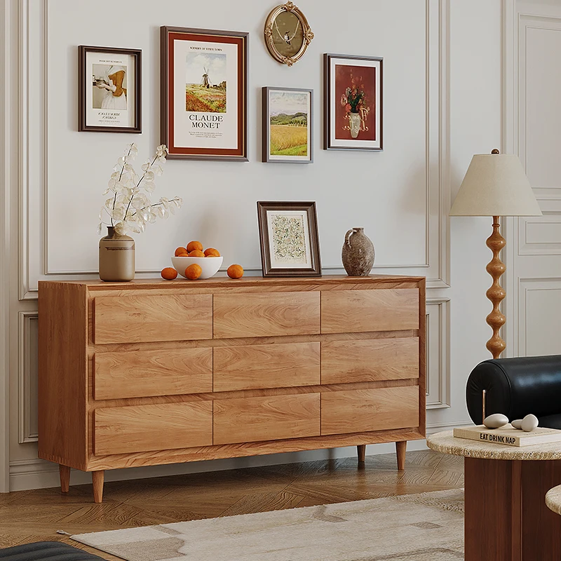 

wood storage nine chest cabinets, living room side cabinets, storage lockers, modern simple log wind entry entrance cabinet