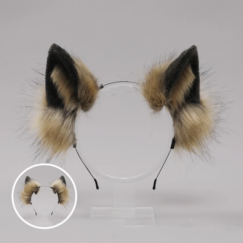 Vrouwen Prachtige Haaraccessoires Anime Cosplay Hoofdtooi Leuke Wolf Oren Hoofdband Pluche Dierenhoofdband Voor Halloween Party Props
