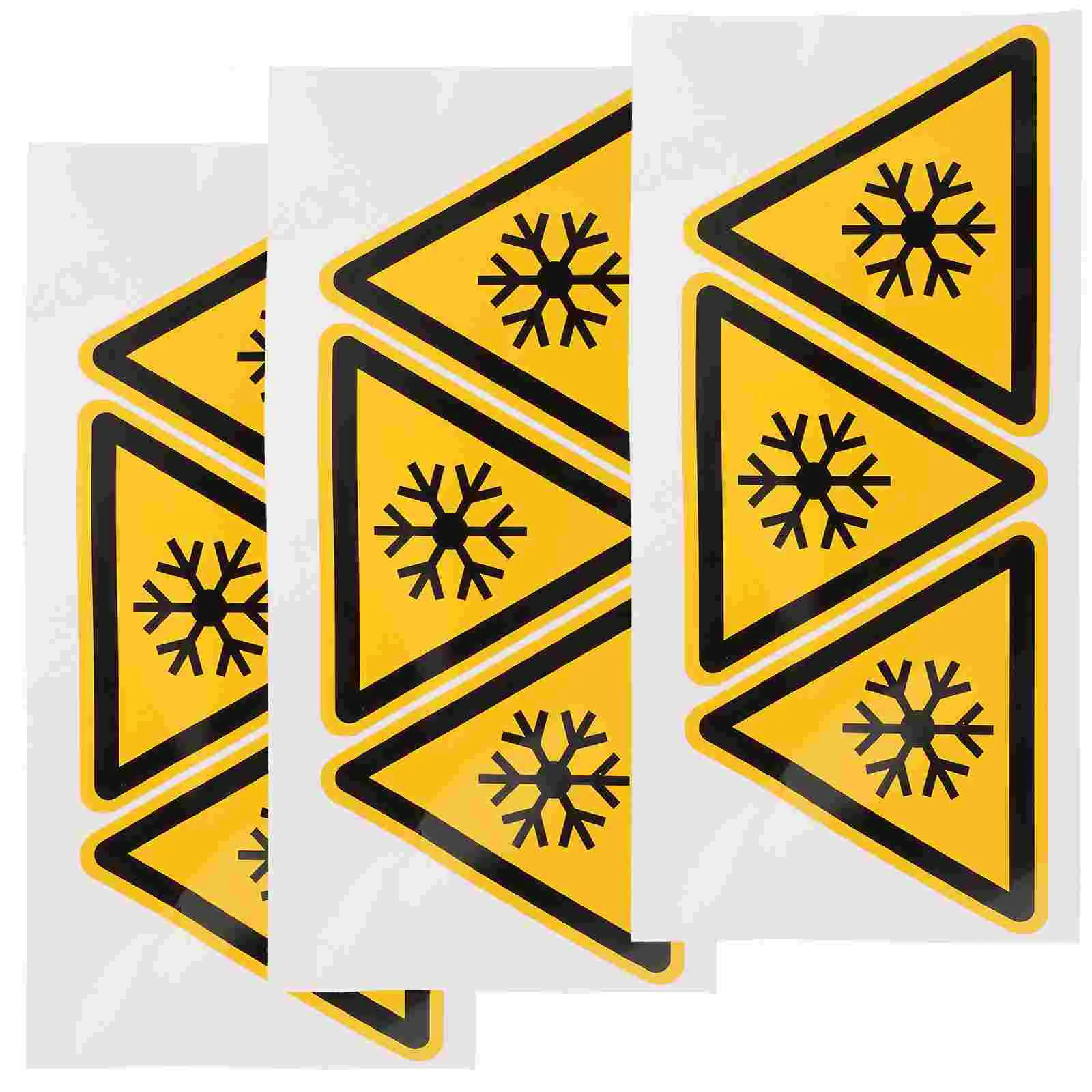 

3 Pcs Warning Stickers Snowflakes Label Low Temperature Sign Caution Labels for Safety