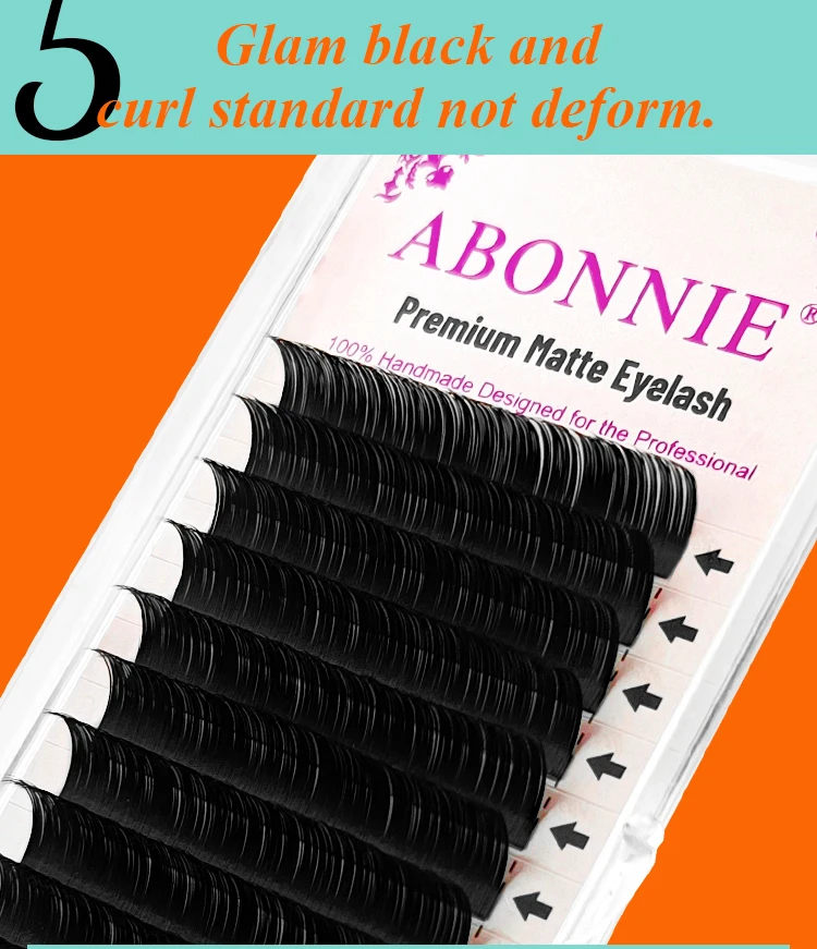 ABONNIE Braune Ellipsenförmige Flache Wimpernverlängerungen 0.15 0.20 Super Weiche Einzelne Flache Wimpern Natürliche Falsche Wimpern – Detail 9