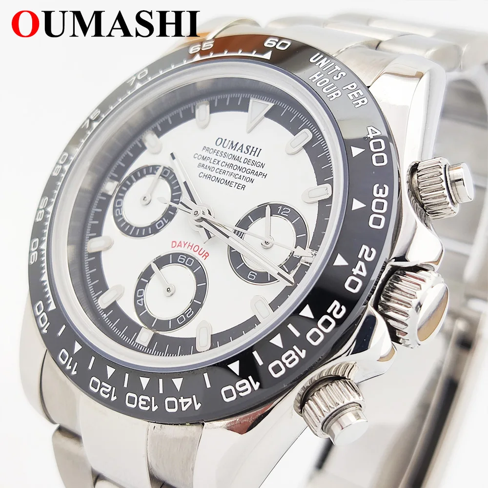 VK63 watch 39.3mm men\'s watches Stainless steel sapphire Chronograph Sport waterproof Panda Three Eyes Quartz watches for men