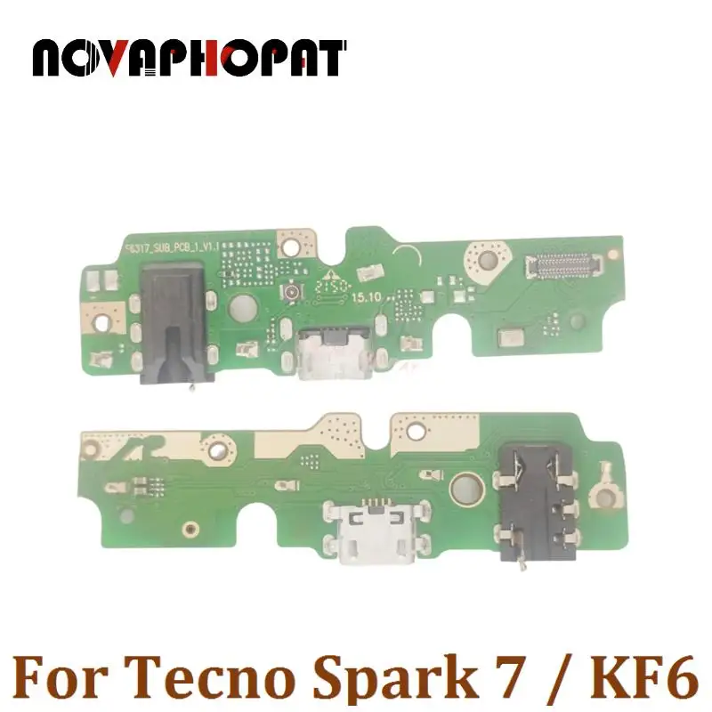 Novaphopat For Tecno Spark 7 / KF6 KF6n USB Dock Charger Port Plug Headphone Audio Jack Microphone MIC Flex Cable Charging Board