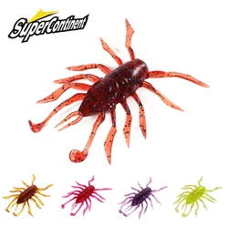 2023 Supercontinent 12Pcs/lot water spider Silicone Lures Worm 38mm/1.42g Fishing Lures Attractive Shrimp odor salt Wobbler