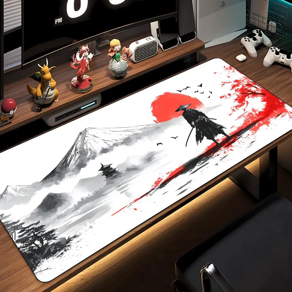 

Чернильный стиль, самурайская иллюстрация, коврик для мыши, настольный коврик, игровые коврики, аксессуары для ПК, игровые коврики для мыши, офисный ковер, расширенный коврик