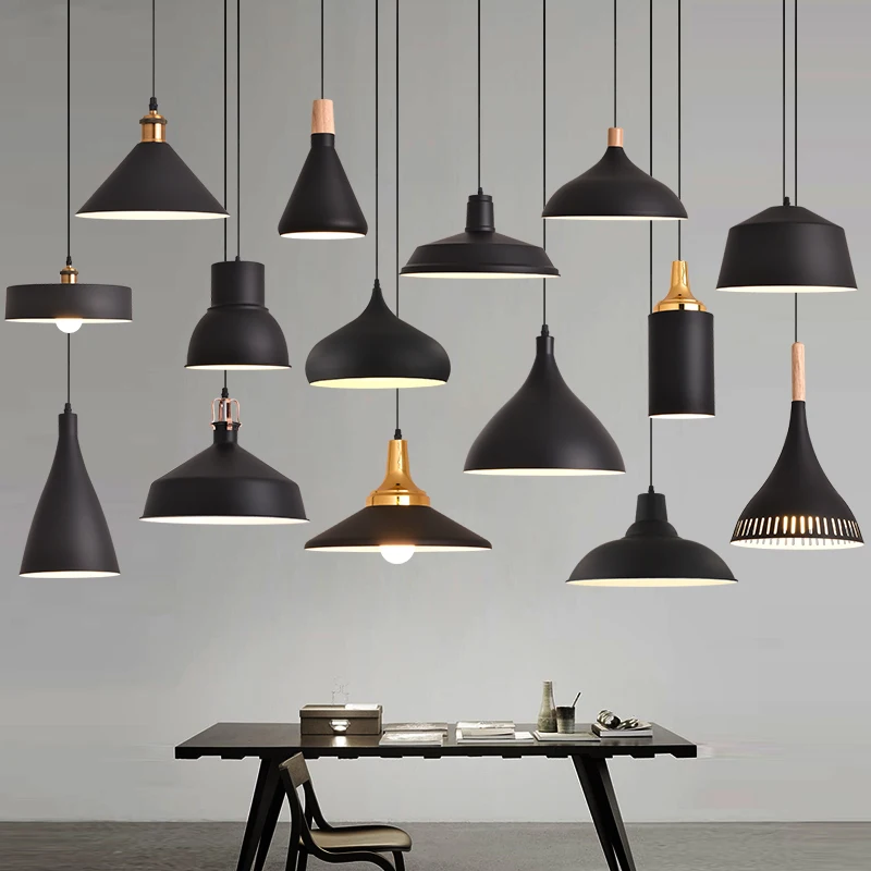 

Nordic Black White Retro Industrial Hanging Ceiling Lamps E27 Restaurant Dining Table Pendant Lights Decorative Lighting 110V