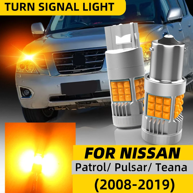 2pcs Car LED Turn Signal Lights Bulbs For Front/Rear Direction Indicator Amber For NIssan Patrol Y62 Pulsar C13 Teana J32 J33