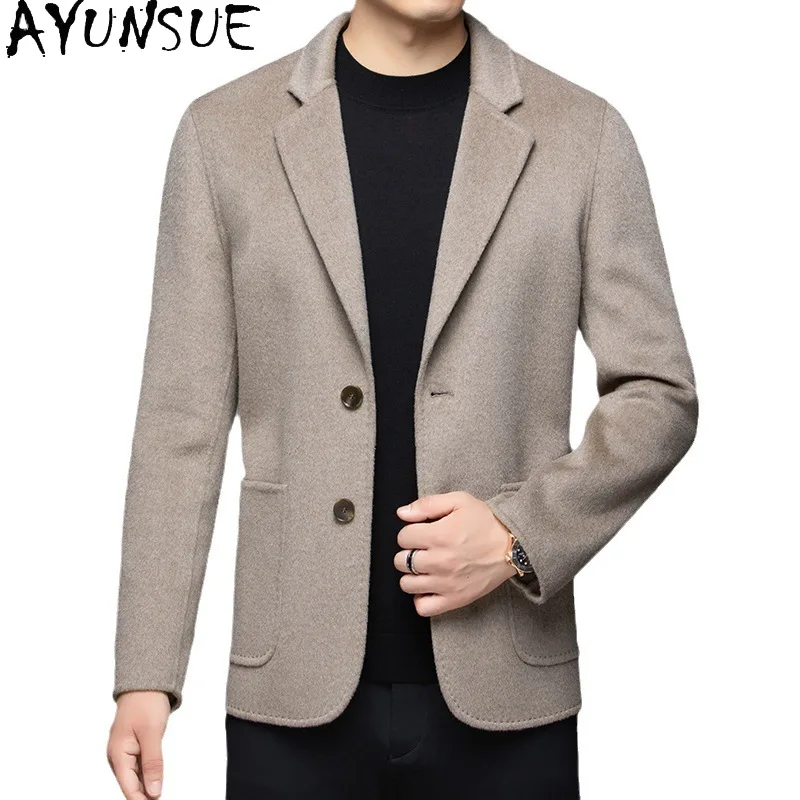

AYUNSUE 100% Real Wool Jacket Men Winter Mens Clothes Business Casual Suit Coat Double-sided Woolen Coats Slim Fit Пальто Зимнее