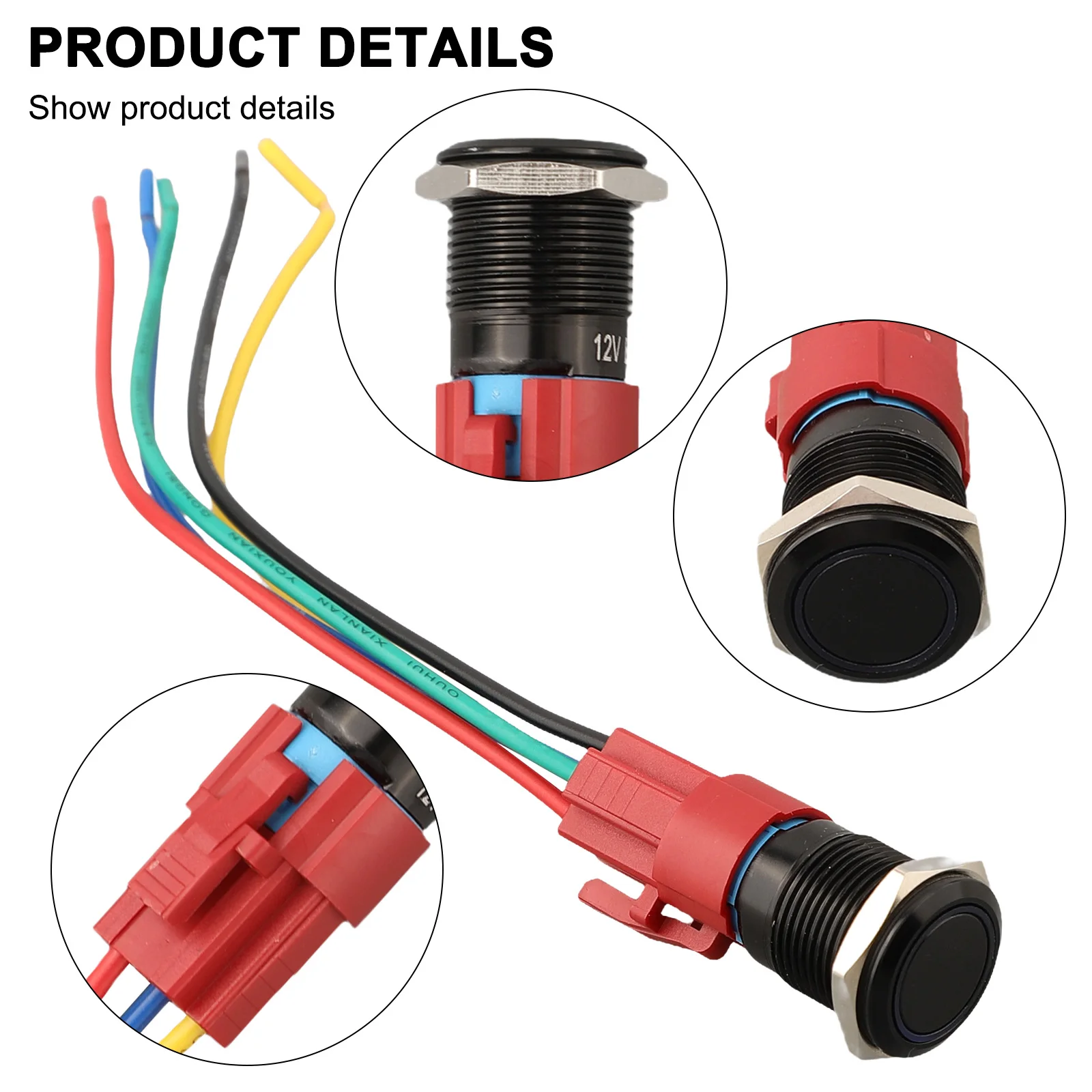 1pcs Metal Latching Push Button Switch 16mm Waterproof With LED Light Self-Locking/Rese With Power Mark 12V