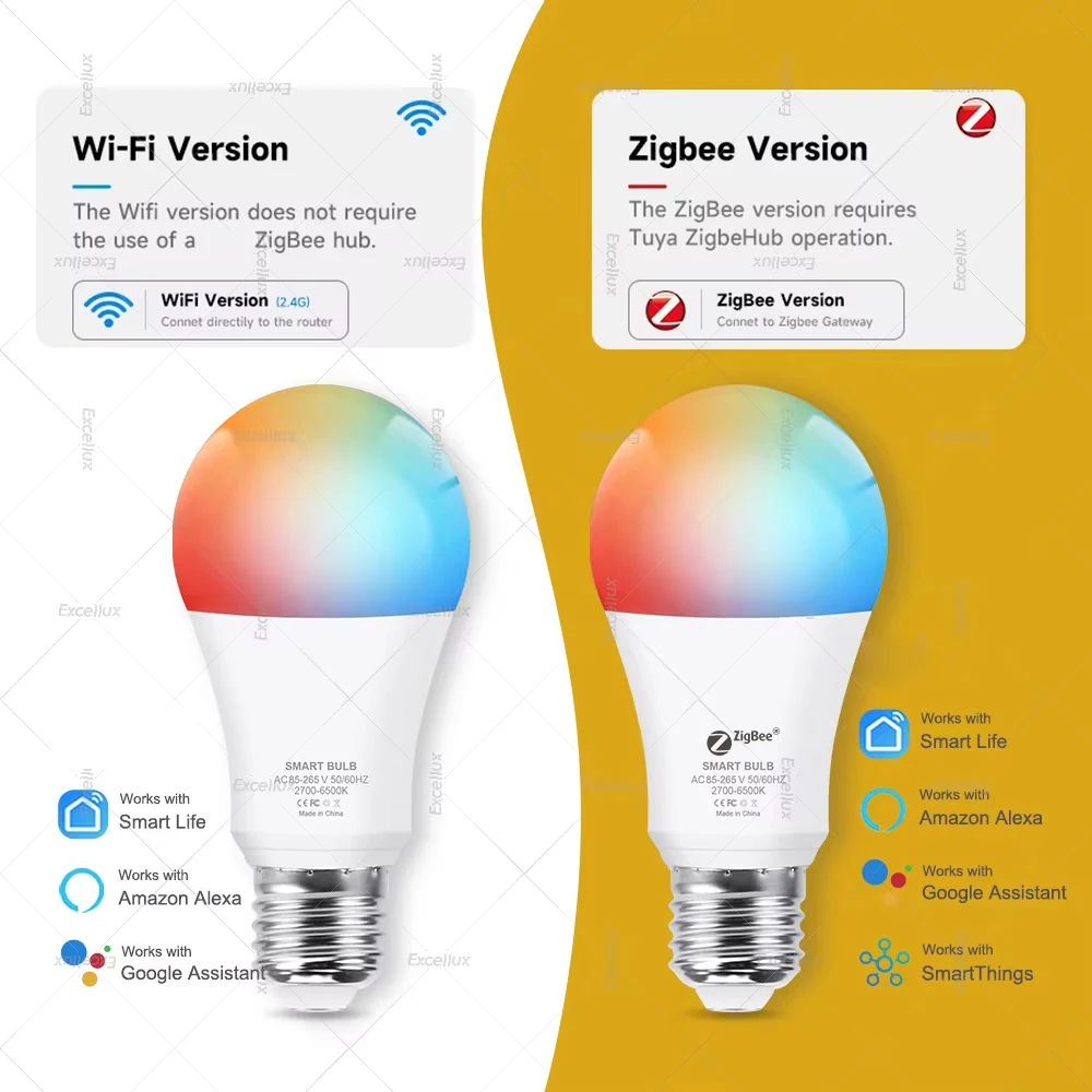 18W 15W WiFi /Zigbee 3.0 Smart Led Light Bulb Alexa LED Lamp E27 RGB 2700-6500K,Smart Lamps For Google Assistant Smart Life