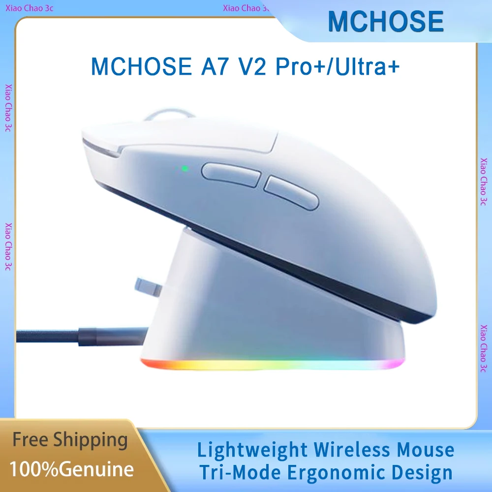 

MCHOSE A7 V2 Pro+/Ultra+ Легкая беспроводная мышь с тремя режимами Bluetooth PAW3950 Эргономичный дизайн Аксессуары для игровых ПК для киберспорта