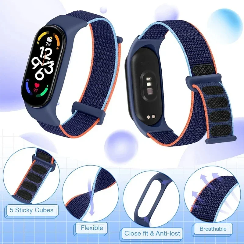 Nylon Loop Strap For Xiaomi Mi Band 7-7 nfc Smartwatch Wristband Sport Miband7 Correa Replacement Bracelet Band Miband 7 6 5 4 3