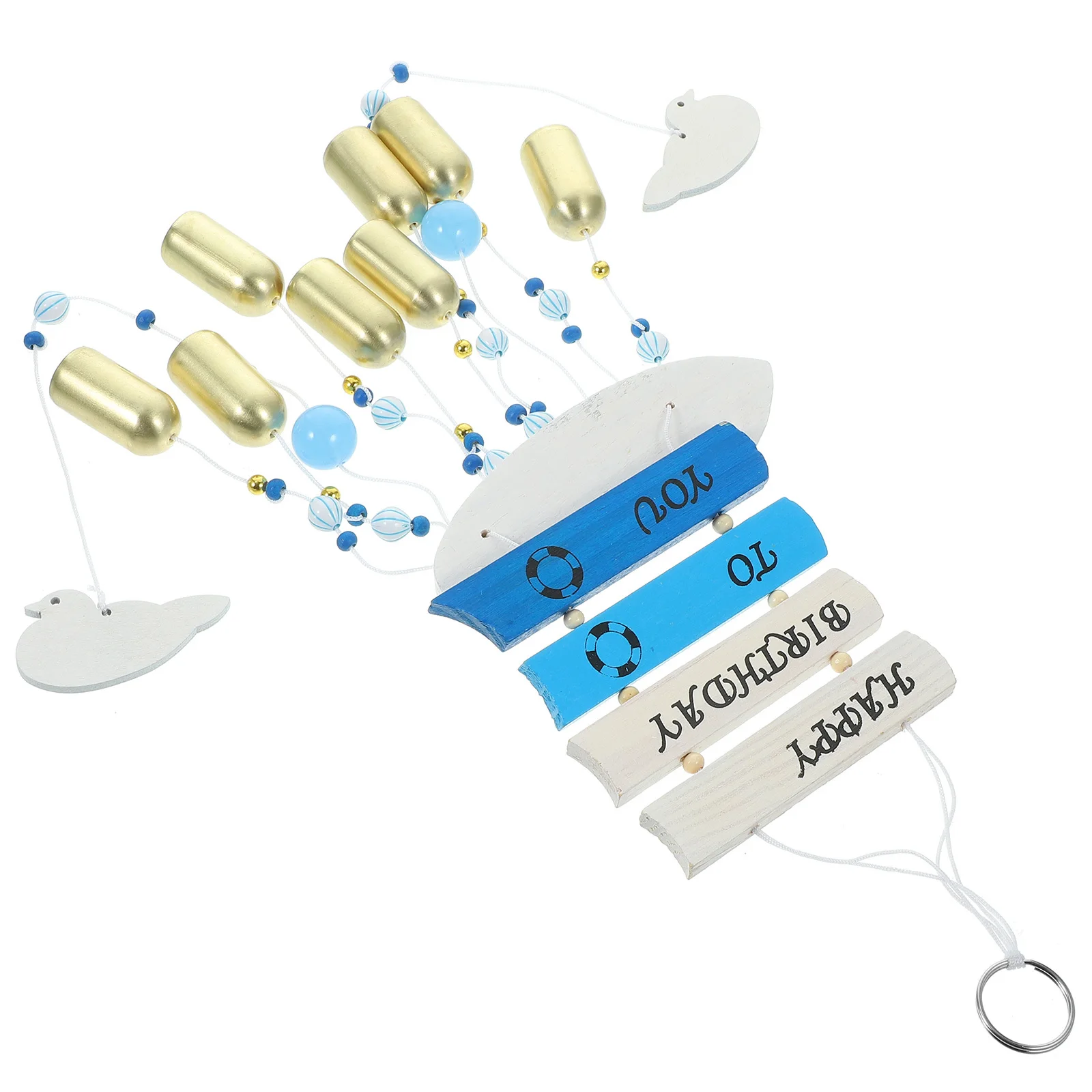 

Wind Chime Hanging Ornament Wooden Iron Sailboat Mediterranean Style Decorative Pendant For Garden Patio Balcony Home Wind Bell