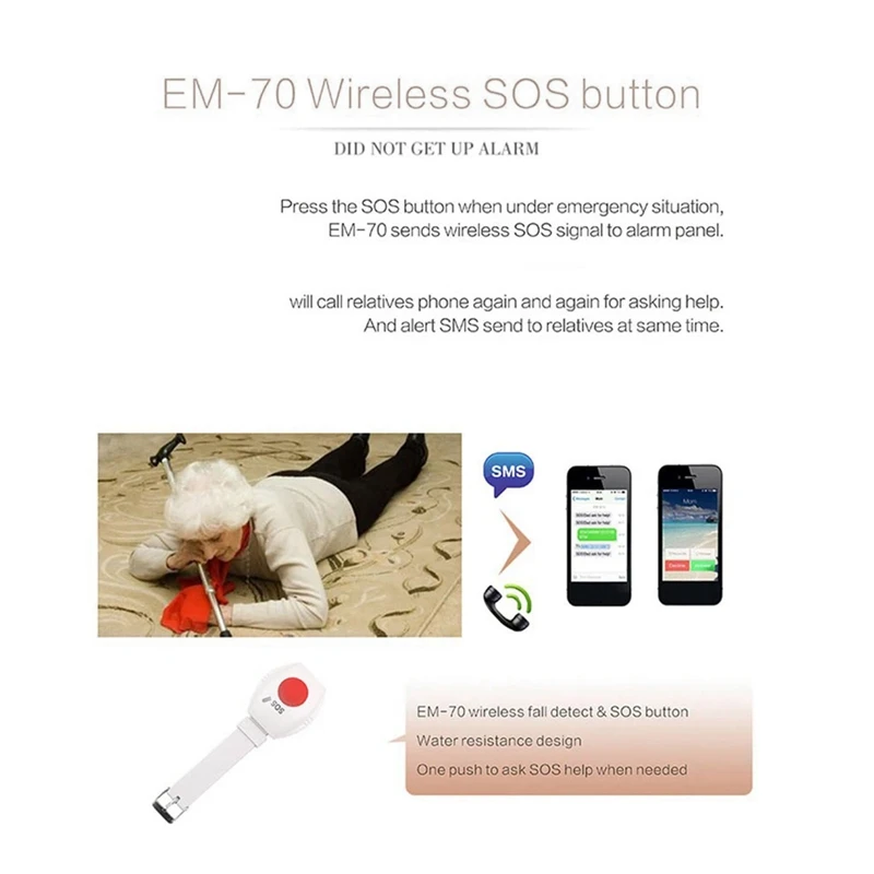 Panic Button RF 315Mhz SOS Emergency Button Elderly Alarm Watch Bracelet Old People GSM Home Security Alarm System