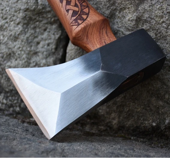 Hand-forged Rosewood Handle Engraved Anti-slip Bone-cutting Self-defense EDC Axe A Multi-functional Wood-chopping Tool view 6