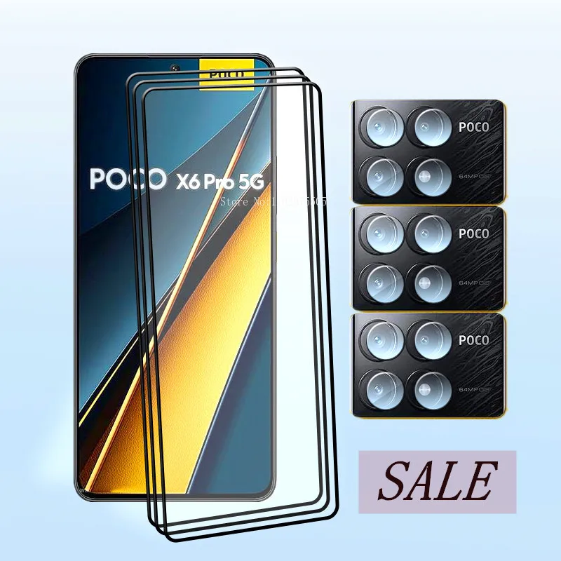 Screen Protector For POCO X6 X5 X3 Pro Phone Glass For Poco F6 Pro Tempered Protective For F5 F4 Pro F3 GT Camera Soft film