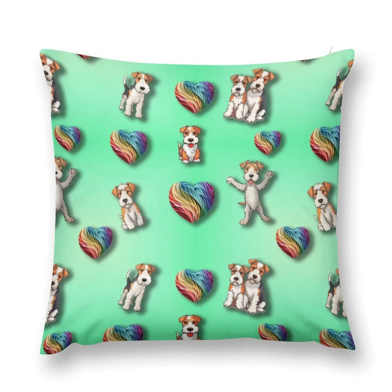 

Wire Haired Fox Terrier and Love Hearts Throw Pillow Sofa Pillow Cover Pillowcases Bed Cushions Decorative Sofa Cushion pillow