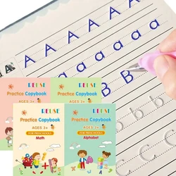 4 Books Magic Groovd Copybook Spanish English French German Calligraphy Practice Book Reusable Handwriting Workbooks for Kids