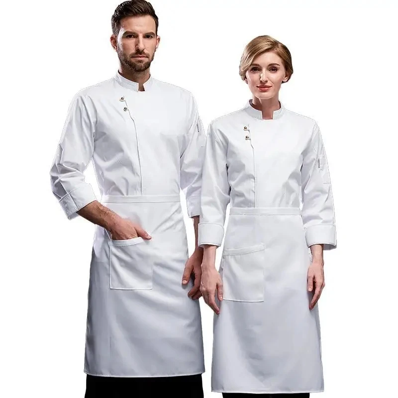 Uniform Lang Hotel Western Food Catering Keuken Restaurant Chef Bakker Met Korte Mouwen Werkkleding Heren Bakker Werkkleding Man