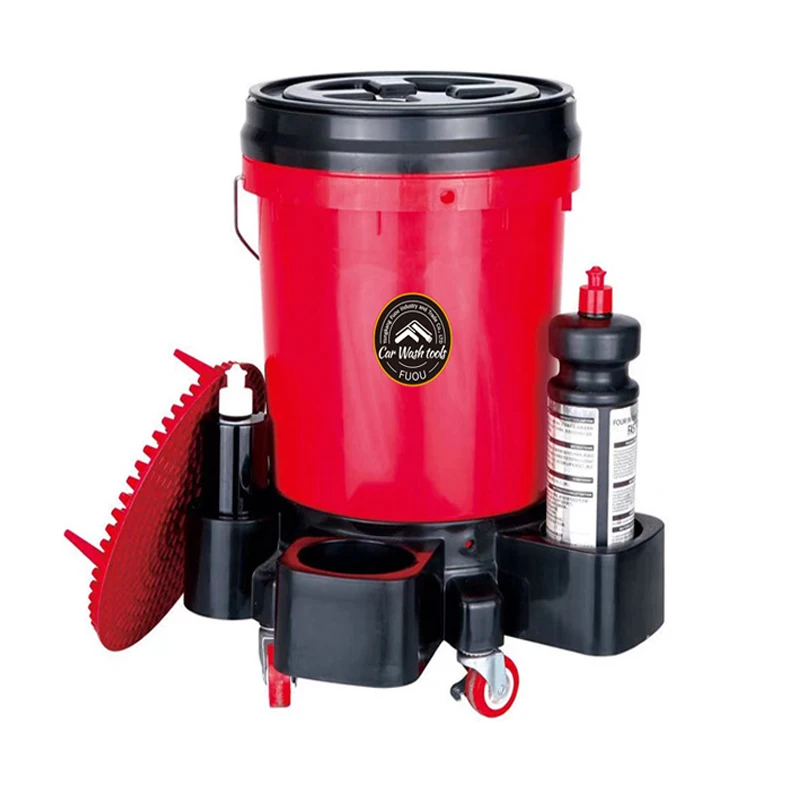 Multi Functional Sitting Mobile Car washing Bucket Can Store Car Washing Tools Detachable Washing Roller With Tool Tray