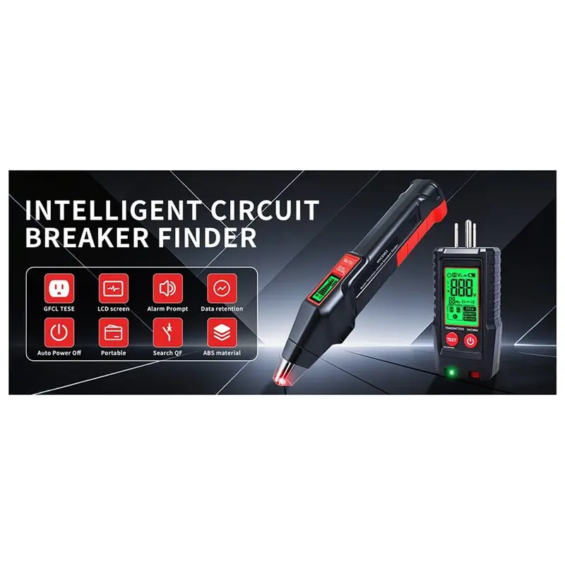 A01F-GFCI Outlet Tester, Circuit Breaker Finder Kit, Circuit Breaker Tester With LCD Display, Circuit Tracing Tool US Plug
