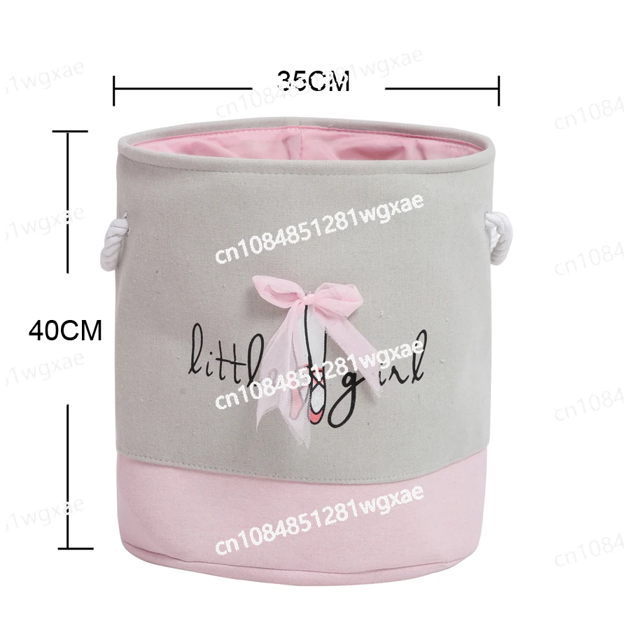 

Foldable Laundry Basket for Dirty Clothes Kids Toys Pink Bow Girl's Canvas Large Storage Hamper Home Organizer