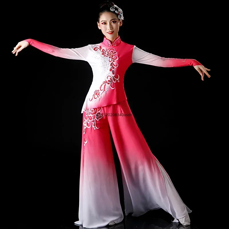 

Yangko costume 2025 new fan dance solo set Chinese style classical dance dress female elegant
