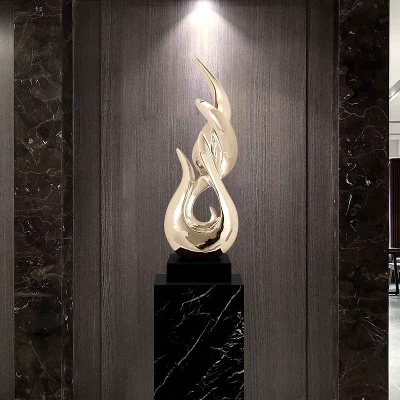 Hotel model room living room personalized home entrance abstract ornament high-end soft decoration electroplated resin ornament