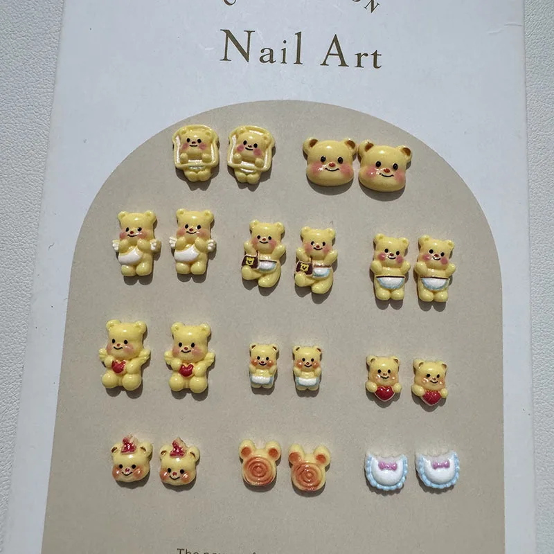 12 Grid Kawaii Cartoon Butter Bear Mixed Nails Patches DIY Manicure Materials Nail Arts Jewelry Accessories Decoration Girl Gift