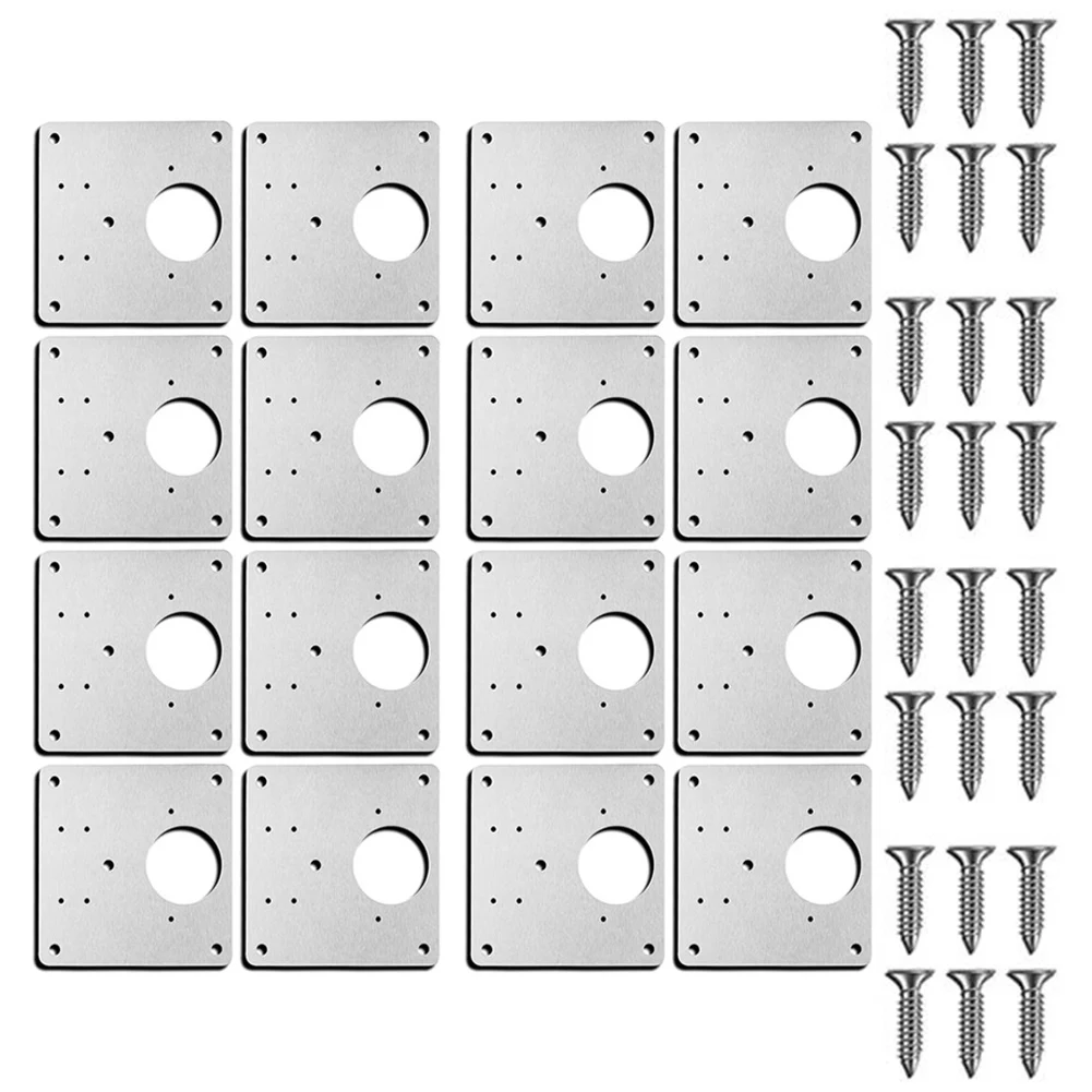 Hinge Repair Plate Kit With Hole For Cabinet, Rust Resistant Plate Repair Brackets For Kitchen Cupboard Door Furniture