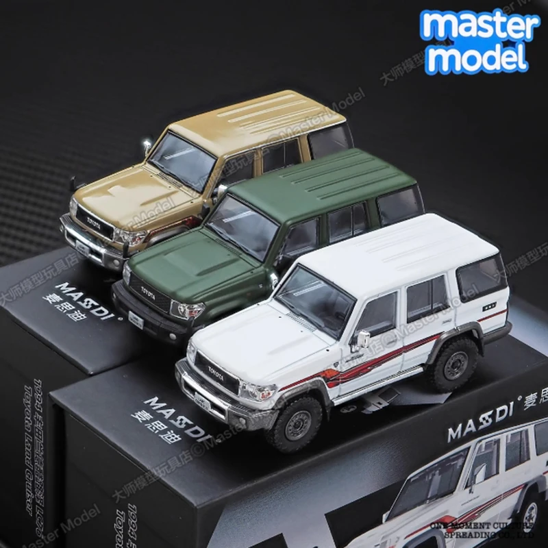 MASSDI Diecast escala 1:64 Land Cruiser LC76 todoterreno coche en miniatura de aleación acabado colección de simulación decoración exhibición de regalo