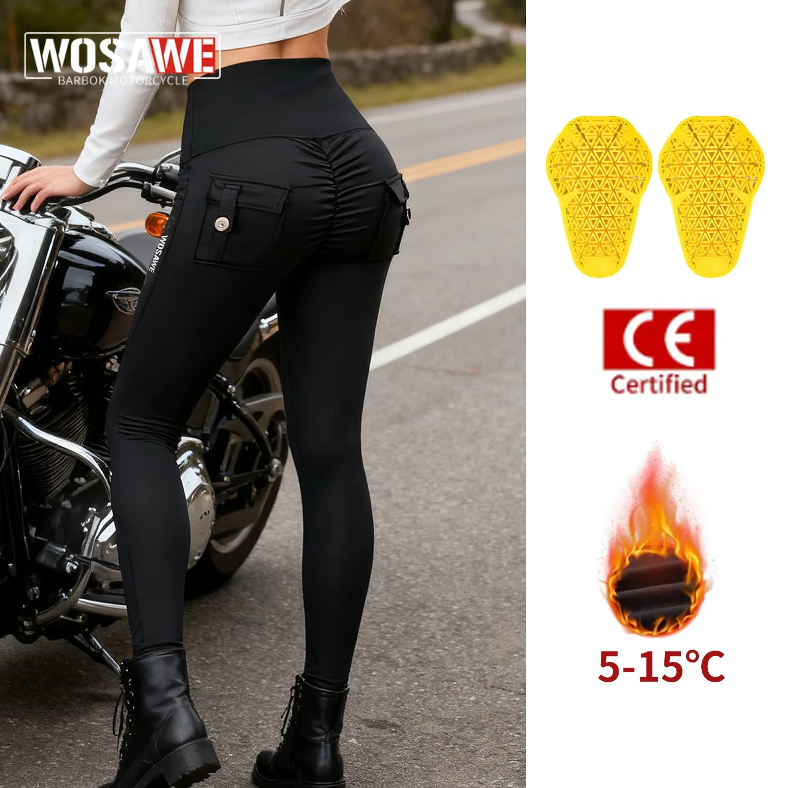 

Зимние мотоциклетные брюки WOSAWE для женщин, защитные от падений, облегающие, для езды на велосипеде, с защитой CE