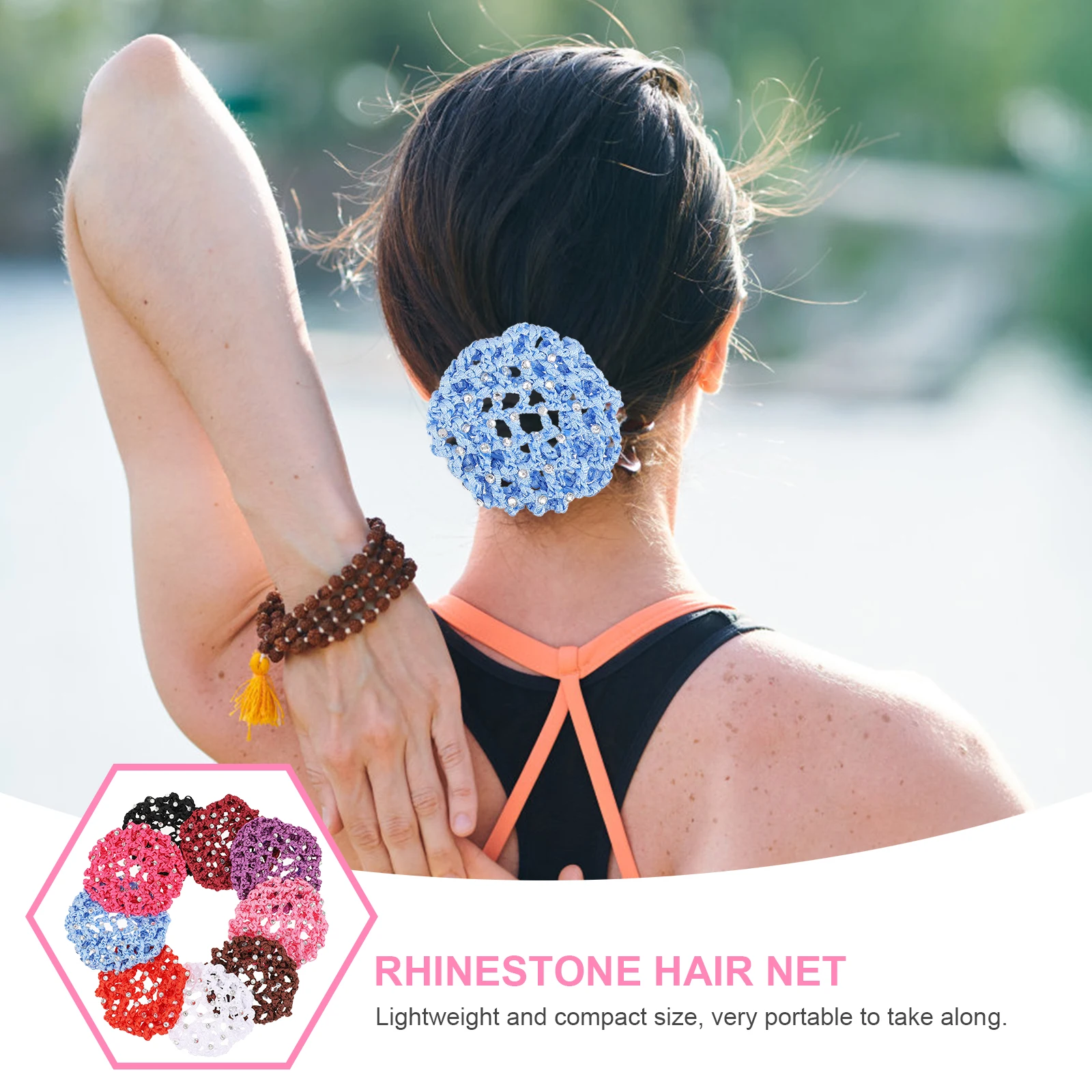 

9 PCS Women's Heads Bun Cover Hair Jewelry for Buns Clips Accessories Rhinestone Nets
