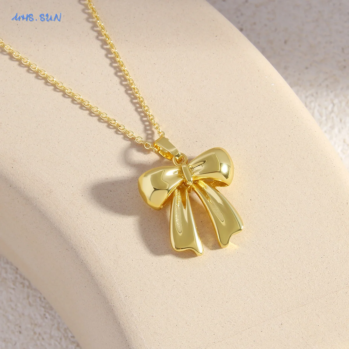 SUNSLL 18K Gold Plated Bow-knot Pendant Necklaces For Women Girls Classic Bow Birthday Party Chain Jewelry 2024 Hot Style