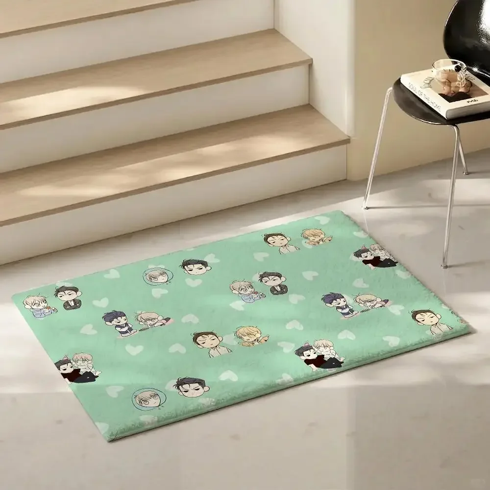 Comic Dangerous Convenience Store Floor Mat Eco-Friendly Flannel Doormat Non-Slip Odorless Soft Short Plush Indoor Floor Rug