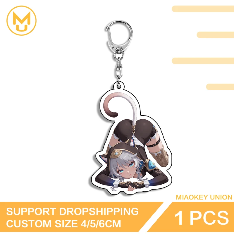 Honkai Star Rail Cipher Sexy Cat Ears Girl Lively Artistic Anime Figure Double Sided Keyring Art Exquisite Novelty Accessories