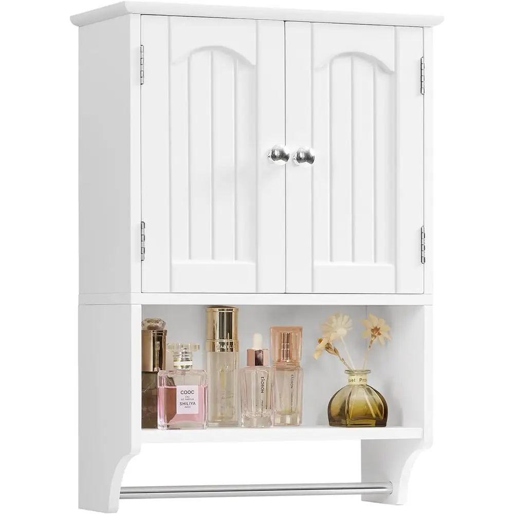 

Over-the-Toilet Storage Cabinet with Adjustable Shelves and Towel Bar, White
