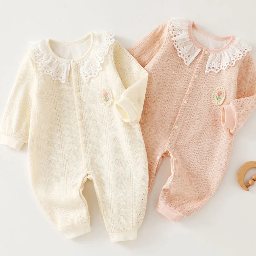 

Baby Rompers Girl Long Sleeve Autumn Winter Knitted Peter Pan Collar 1st Birthday Princess Baby Jumpsuit Christmas Infant Cloth