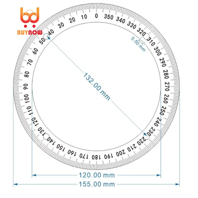 155x120x2mm Dial Scale Identification Dial Degree Graduated Circle Disk Protractor For Machine Tool Measurement Tools
