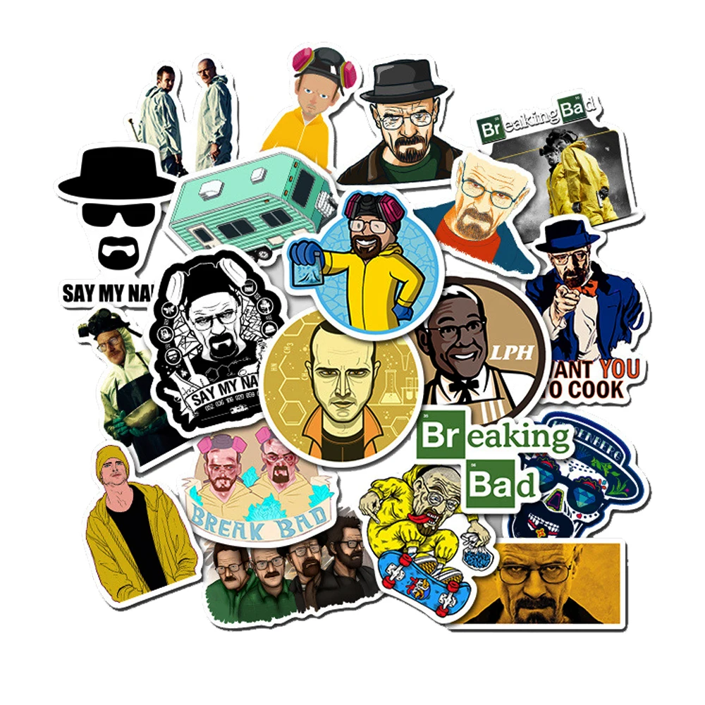 10/30/50pcs Breaking Bad TV Show Stickers PVC Waterproof Toy Graffiti Kid Stickers Skateboard Guitar Suitcase Luggage Car Decal