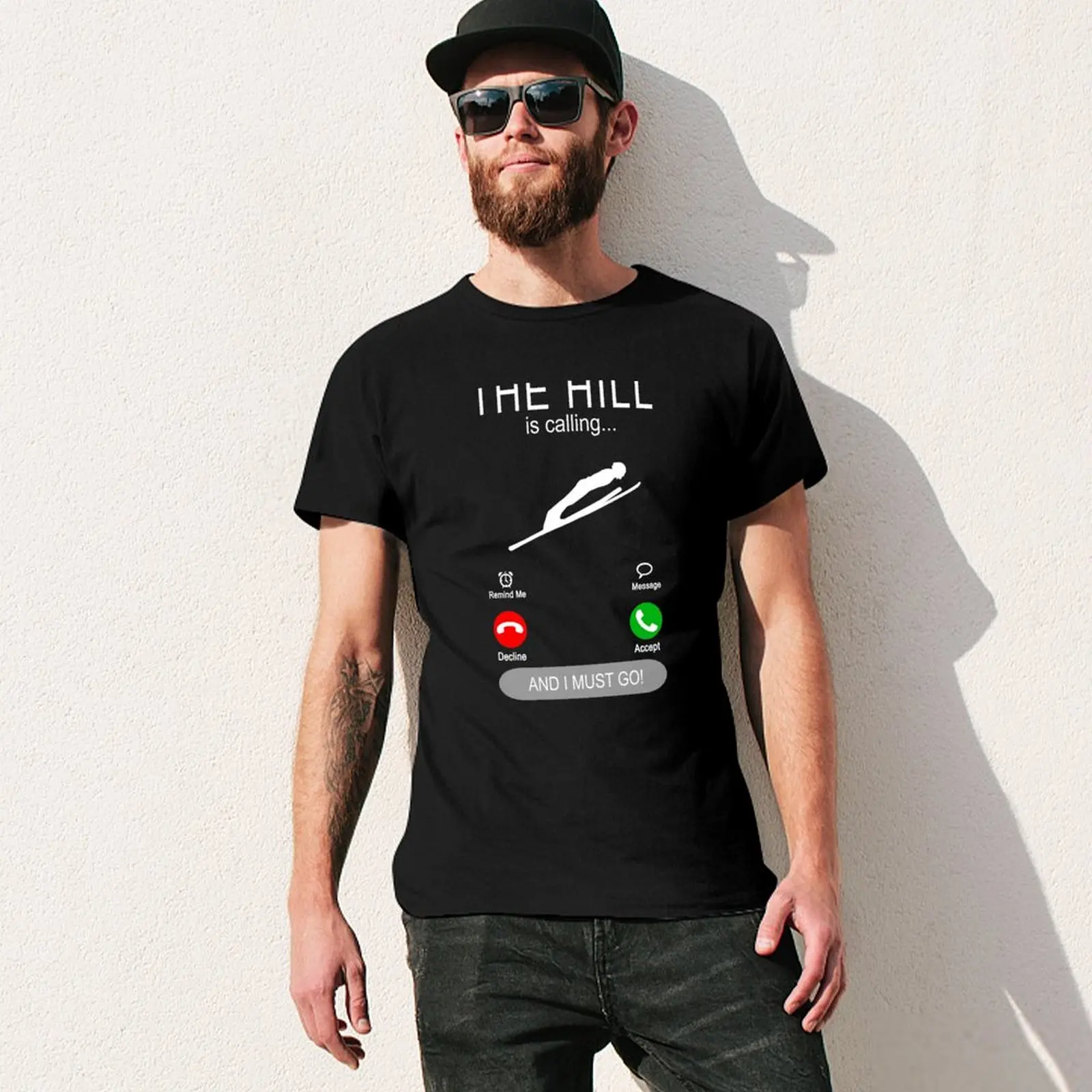 The hill is calling - ski jumping ski jumpers T-Shirt blacks anime clothes designer t shirt men