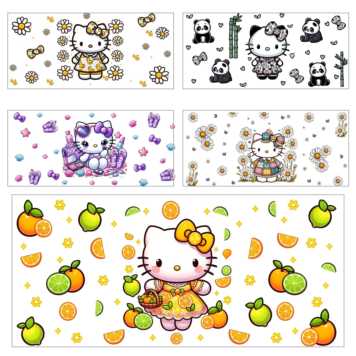 

Cute Hello Cats series easy peel waterproof DIY Decals 3D transfers uvdtf crystal tumbler sticker 16oz uv dtf cup wraps