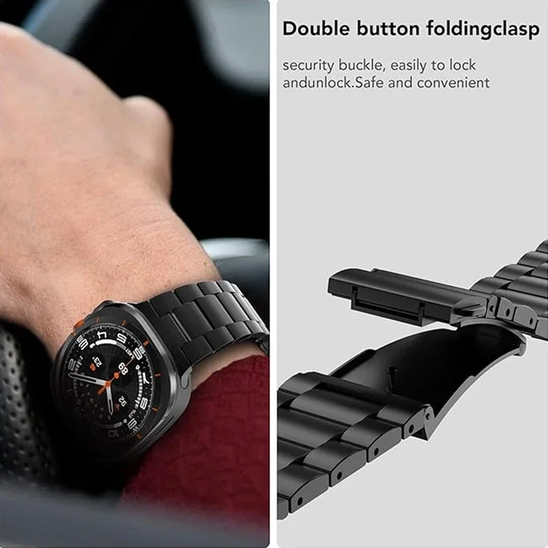 Correa de acero inoxidable de ajuste rápido sin huecos para Samsung Galaxy Watch 7 Ultra 47MM correa de reloj inteligente de Metal para reloj 7 pulsera ultra