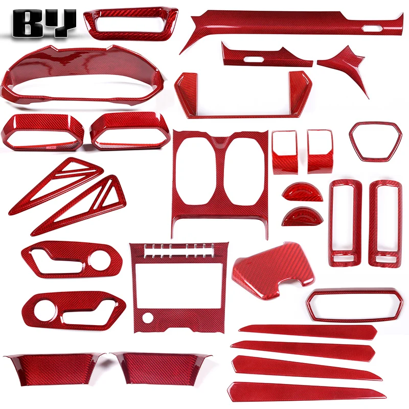 For Lamborghini URUS 2018-2025 Red Carbon Car Interior Dashboard Air Vent Panel Cover Trim Auto Accessories
