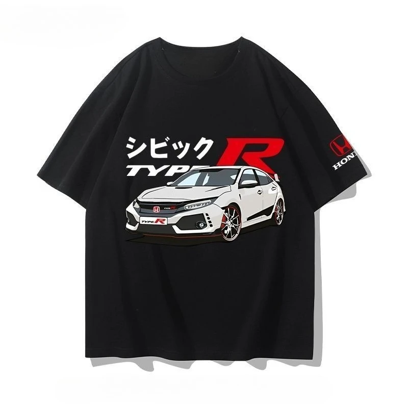 

HONDA 2026 New Hot Summer Honda Civic Motorcycle Classic Modified Car Culture JDM Car Racing Fan T-shirt Club Men's Top