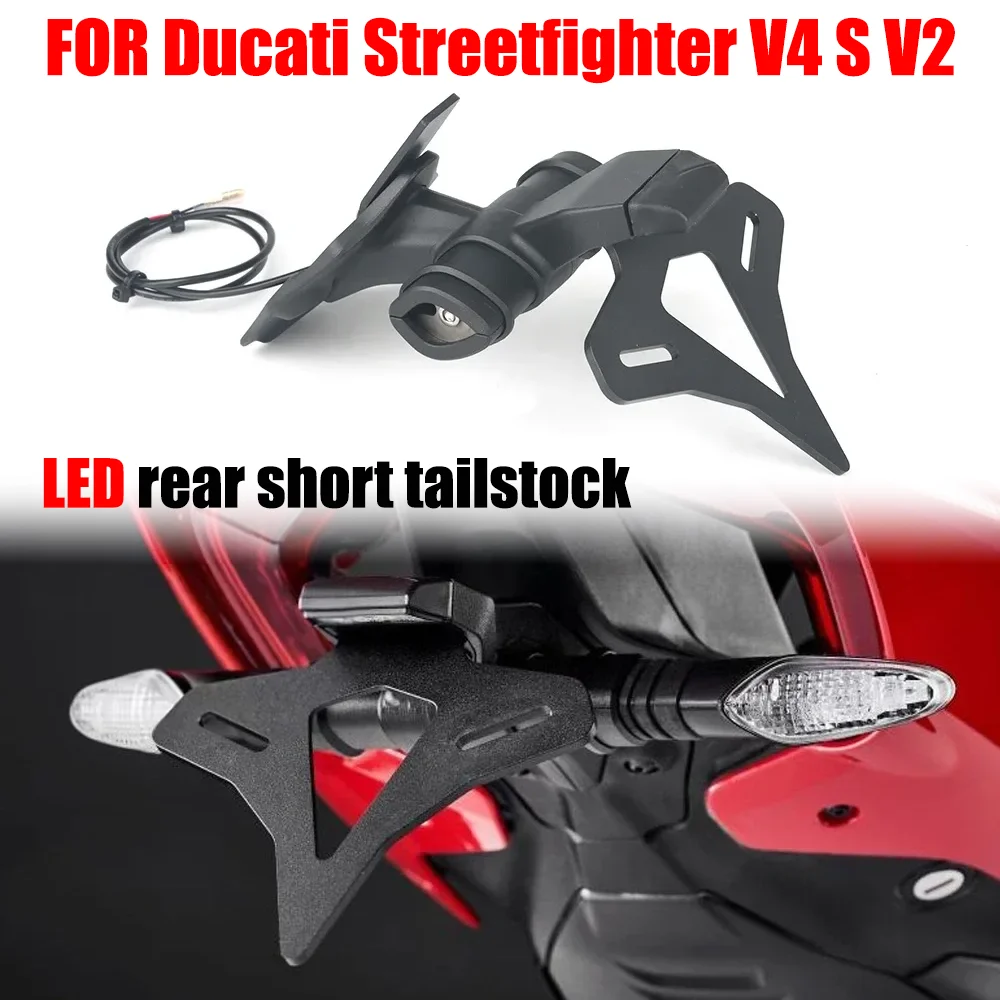 

Motorcycle Accessories LED Rear Short Tail Stock License Plate Holder Tailstock Frame Bracke FOR Ducati Streetfighter V4 S V2