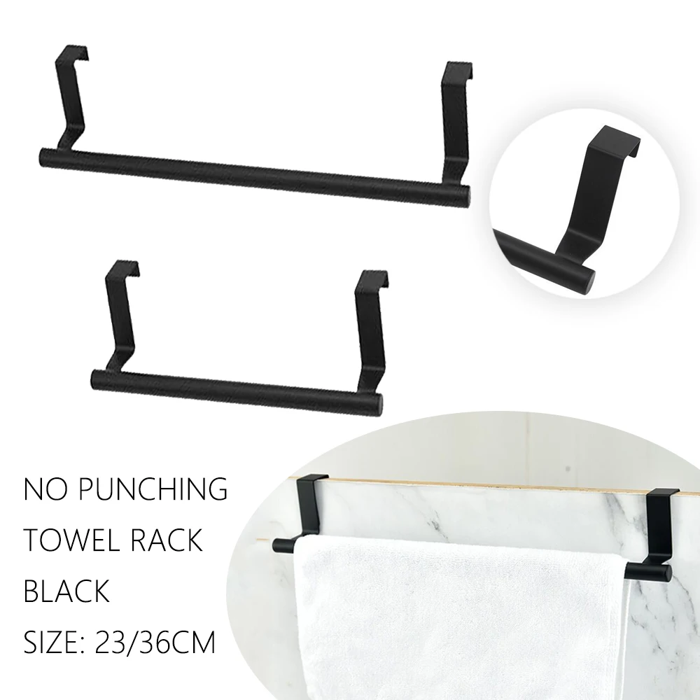 Towel Rack Over Door Towel Bar Hanging Holder Stainless Steel Kitchen Cabinet Bathroom Towel Rag Rack Home Organizer Hanger