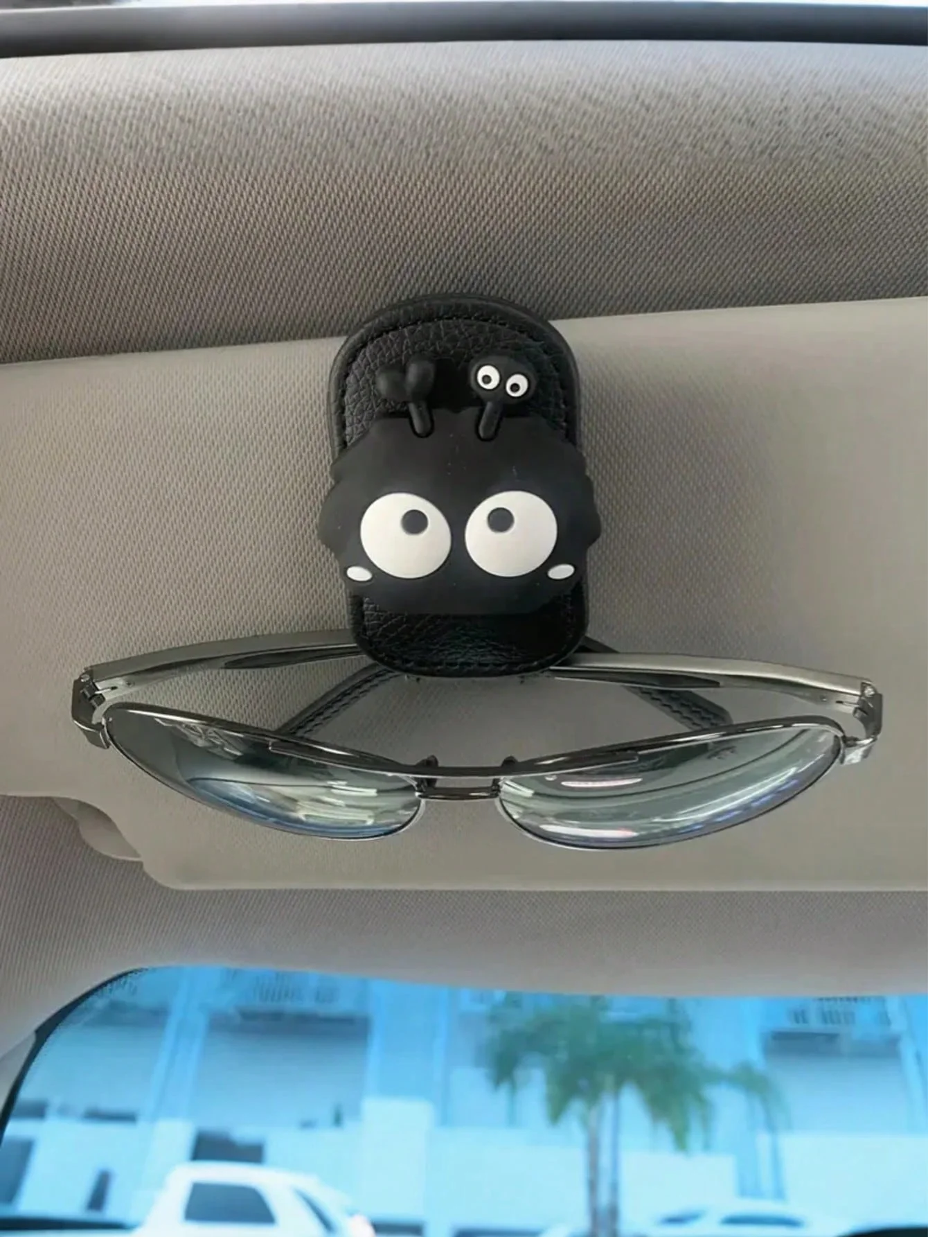 حامل نظارات السيارة المغناطيسي اللطيف على شكل فحم - مشبك واقي من الشمس من جلد البولي يوريثان مع مغناطيس قوي، نظارات شمسية للمتاجر وبطاقات الهوية، خدش #3