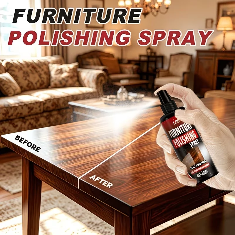 KJM Furniture Polish Spray - All-In-One Wood Scratch Filler, Shine Restorer And Protector for Wooden Cabinets, Tables, Floors